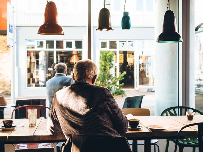 Man sitting in a coffee shop